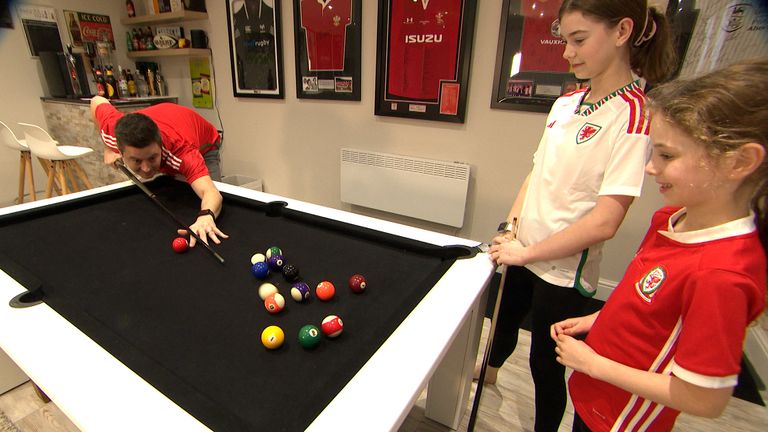 The Hudson family in their games room