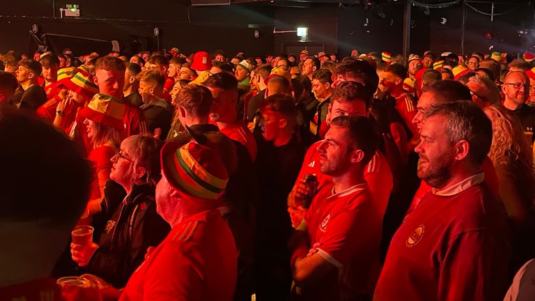 Wales fans at the Tramshed in Cardiff 