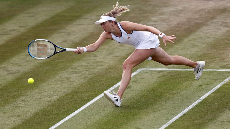 Alicia Barnett during their Mixed Doubles second round match with partner Jonny O&#39;Mara on day seven of the 2022 Wimbledon Championships at the All England Lawn Tennis and Croquet Club, Wimbledon. Picture date: Sunday July 3, 2022.