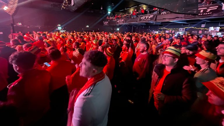 Wales fans at the Tramshed in Cardiff 