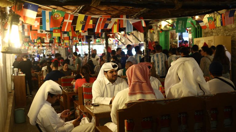 Soccer Football - FIFA World Cup Qatar 2022 Preview, Doha, Qatar - November 18, 2022 Flags are seen in Souq Waqif market ahead of the FIFA World Cup Qatar 2022