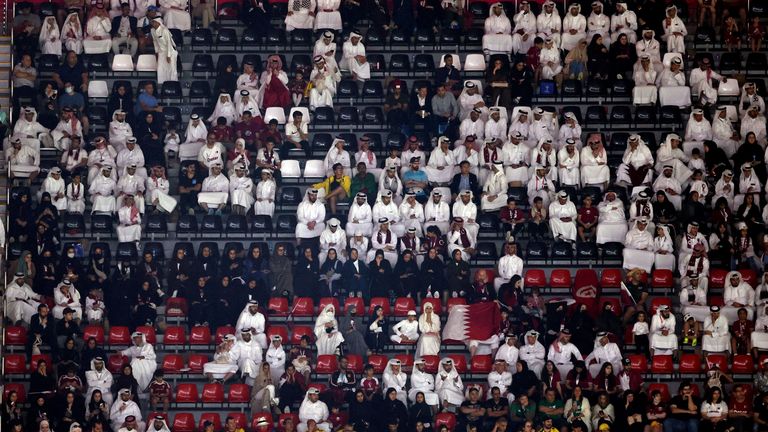 Fans watching Qatar v Ecuador at the Al Bayt Stadium