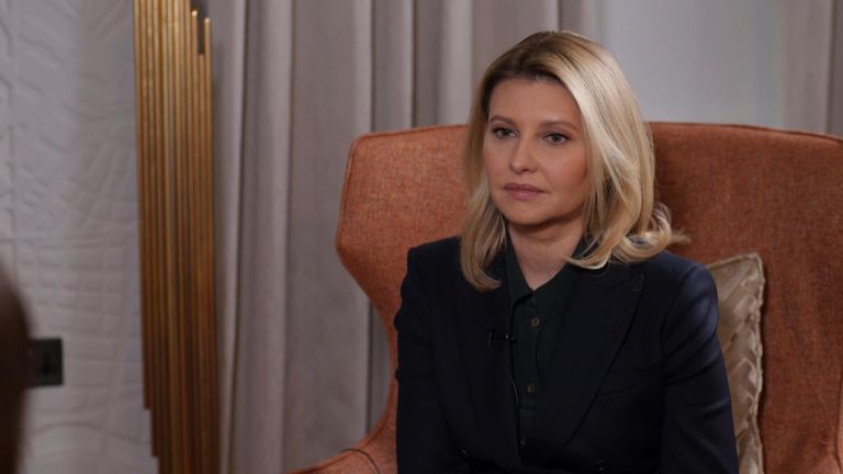 First Lady of Ukraine Olena Zelenska was speaking to Sky News political editor Beth Rigby about how the war in Ukraine.