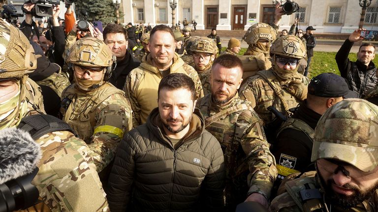 Zelenskyy visits liberated city of Kherson