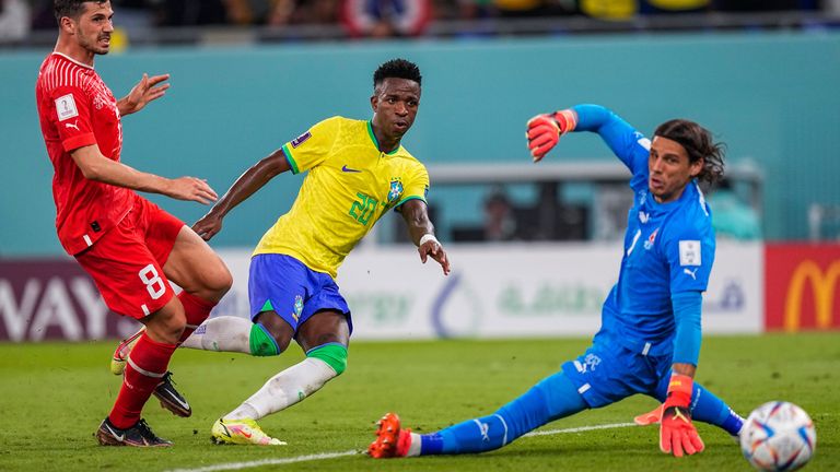 Vinicius Jr finds the net for Brazil but the goal is ruled out by VAR