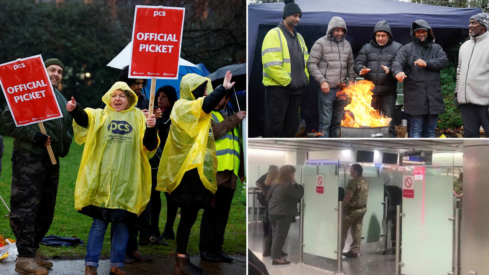 Rail workers, Border Force staff and driving examiners resume strike action