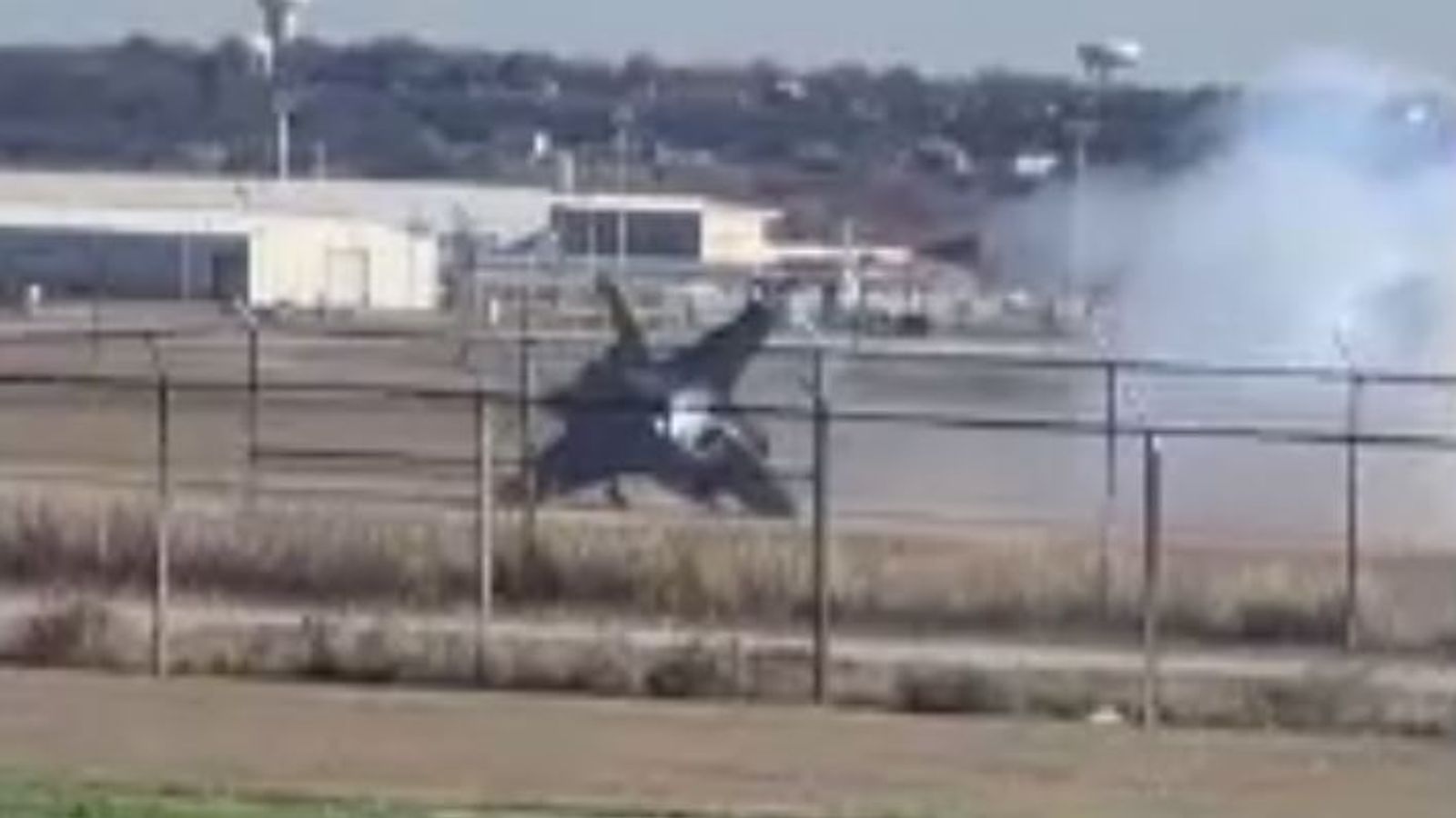 Failed landing sees pilot eject as military jet nosedives onto runway in Texas