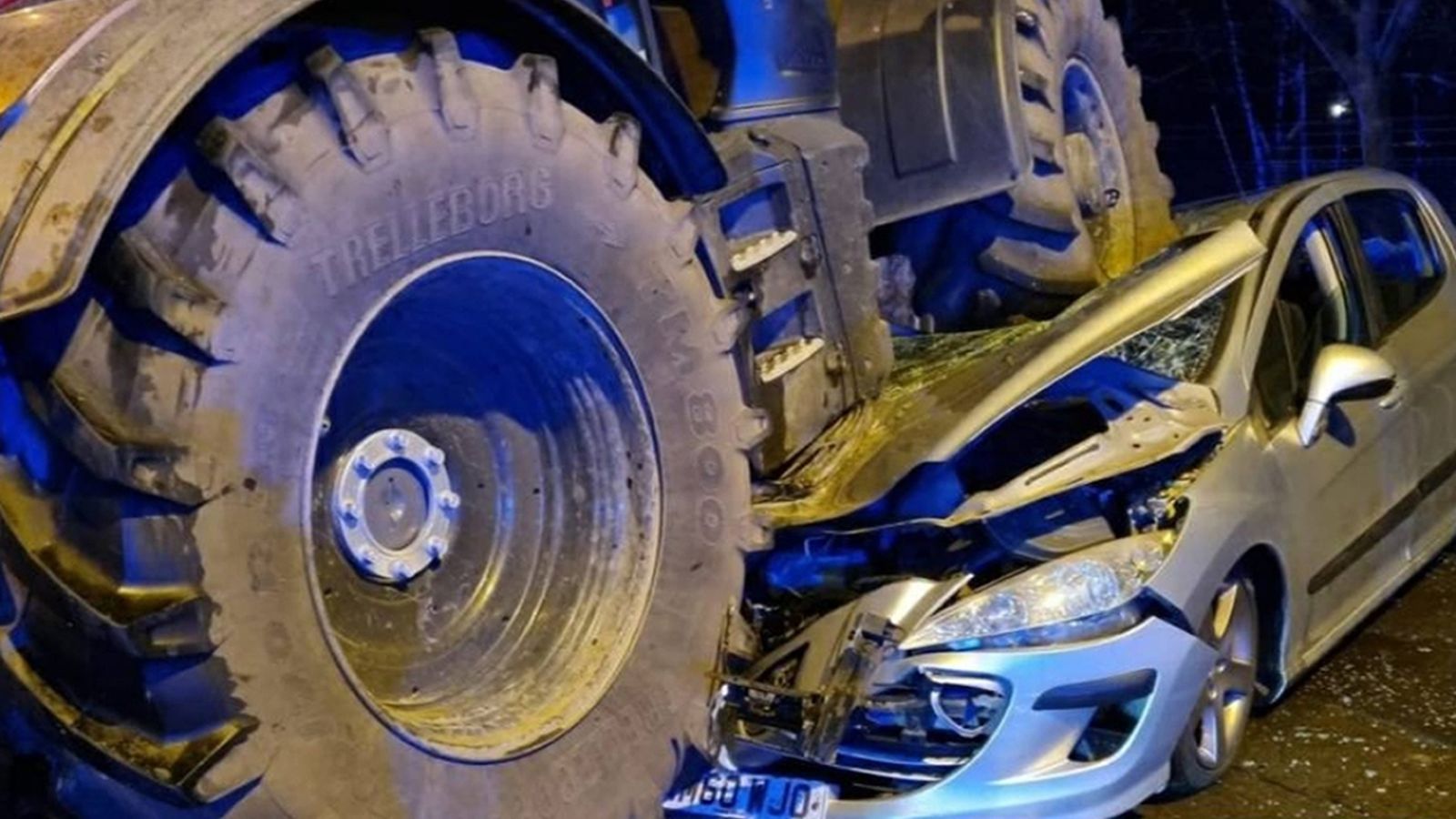 Three people injured after car crushed under tractor UK News Sky News