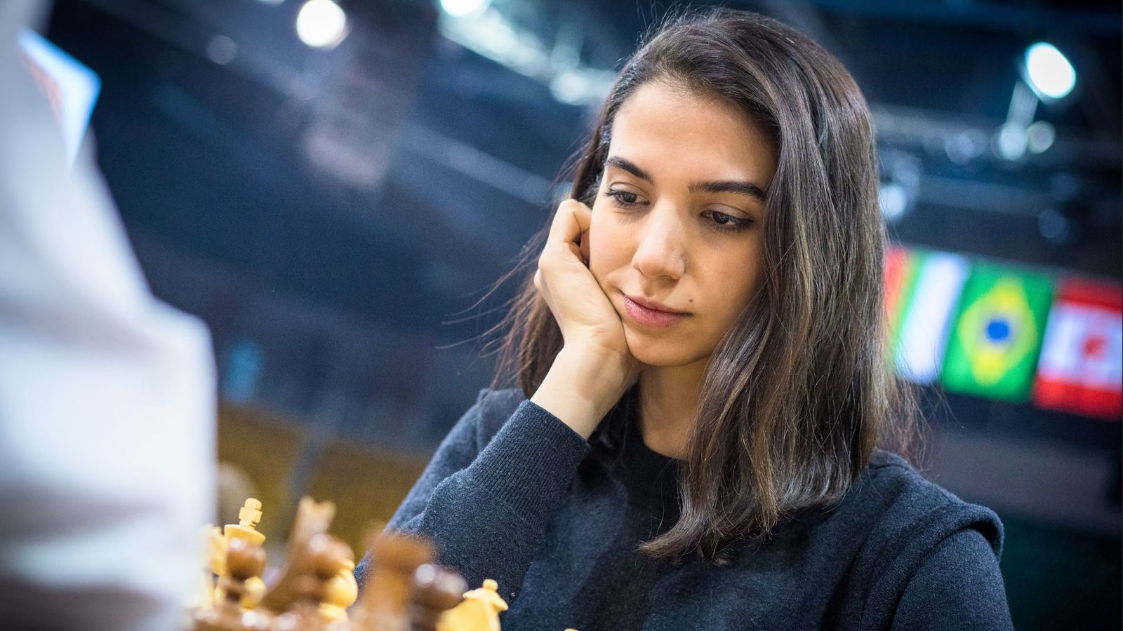Iranian chess players Sara Khadem and Atousa Pourkashiyan compete in international tournament without hijab