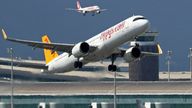 Airbus A321-251NX, from Pegasus Airlines company, taking off from the Barcelona 