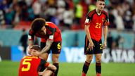 Timothy Castagne looks dejected as Belgium are eliminated from the World Cup