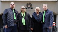 The family of Harry Dunn (left to right) father Tim Dunn, stepmother Tracey Dunn, mother Charlotte Charles and stepfather Bruce Charles pose outside the Old Bailey in London in October 2022