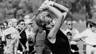Kathy Whitworth follows through after a drive in the $32,000 Ladies World Series of Golf in Springfield, Ohio, Sept. 2, 1967. She and Carol Mann came home with 69s to share the first round lead. Pic: AP

