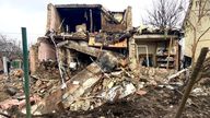 A destroyed home in Kyiv