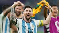Argentina&#39;s Lionel Messi celebrates