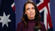 New Zealand Prime Minister Jacinda Ardern reacts during a joint press conference with Australian Prime Minister Anthony Albanese in Sydney, Australia, Friday, June 10, 2022. Ardern is on a two-day visit to Australia. (AP Photo/Mark Baker)