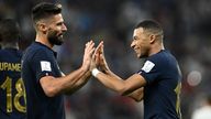 French goal scorers Olivier Giroud and Kylian Mbappe saw Poland lose 2-0.