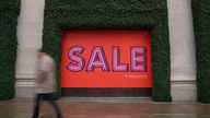 File photo dated 26/12/21 of a sale sign in the window of Selfridges department store on Oxford Street in London.