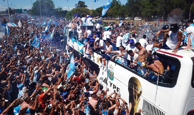 Lionel Messi and Argentina's World Cup heroes fly over Buenos Aires in helicopters after bus parade cancelled due to safety concerns - Vimarsana News