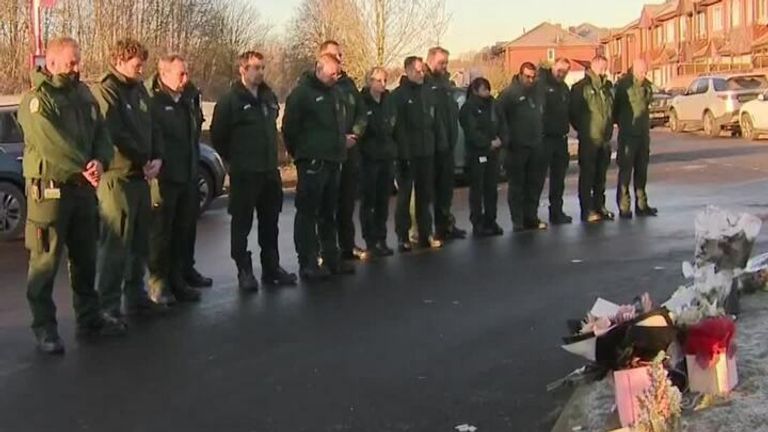 West Midlands Ambulance Service staff, many who attended the scene as it unfolded, paid their respects after four boys died.