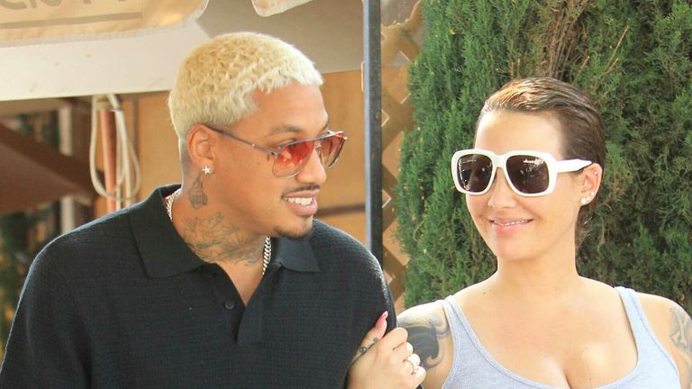 Alexander Edwards with ex-partner Amber Rose in 2019. Pic: AP