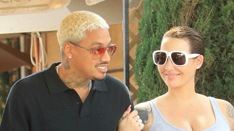 Alexander Edwards with former partner Amber Rose in 2019. Photo: AP