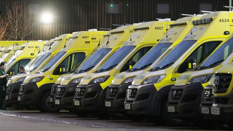 Ambulances outside the headquarters in Coventry