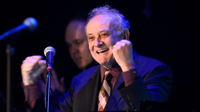 Angelo Badalamenti performs at the David Lynch Foundation Music Celebration at the Theatre at Ace Hotel on Wednesday, April 1, 2015, in Los Angeles. (Photo by Chris Pizzello/Invision/AP)