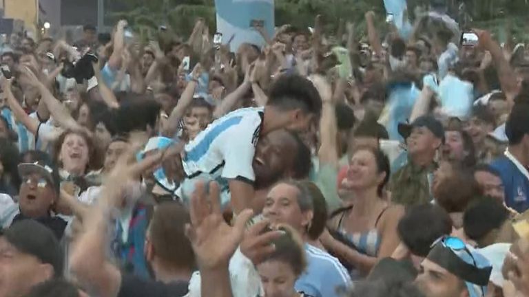 Argentina fans celebrating win in Buenos Aires