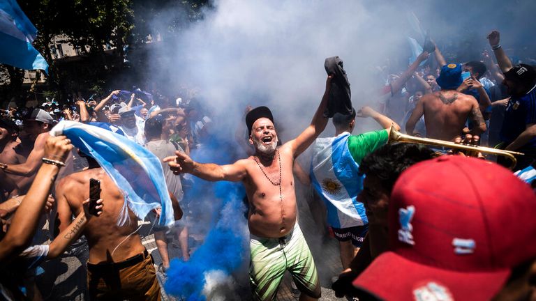 Argentina is in a party mood after their national team&#39;s World Cup success. Pic: AP