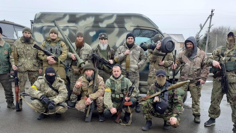 Chechen fighters in Bakhmut, Ukraine