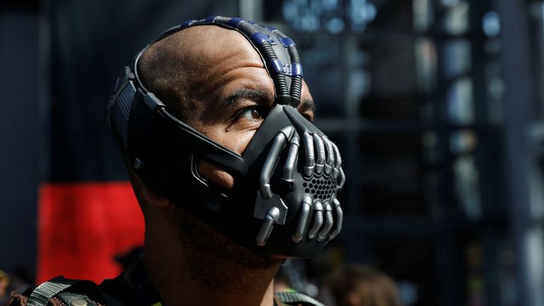 A person dressed up as Bane from Batman attends the 2018 New York Comic Con in Manhattan, New York, U.S., October 4, 2018. REUTERS/Shannon Stapleton