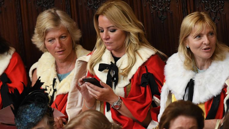 Baroness Mone (centre) before the Opening of Parliament by Queen Elizabeth II, in the House of Commons at the Palace of Westminster in London.  PRESS ASSOCIATION Photo.  Date of picture: Wednesday, June 21, 2017. View POLITICAL PA's story Speech.  Image credits should read: Stefan Rousseau / PA Wire 