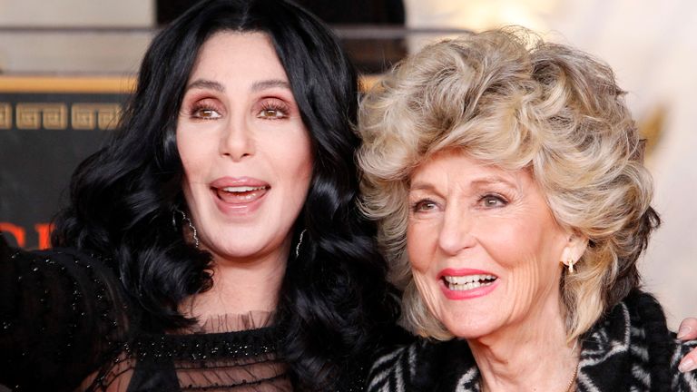 Cher poses with her mother Georgia Holt during Cher&#39;s hand and footprint ceremony in the forecourt of the Grauman&#39;s Chinese Theatre in Hollywood,
