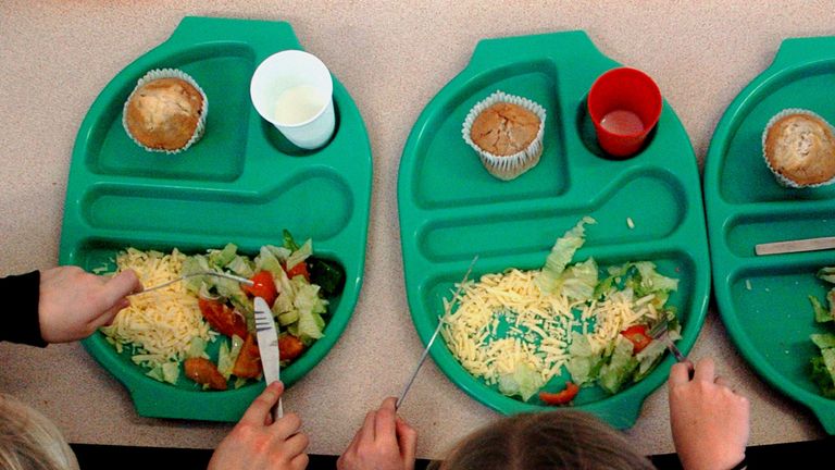 children eating a school meal