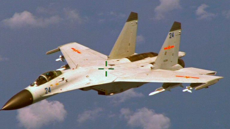 FILE PIC

A Chinese J-11 fighter jet is seen flying near a U.S. Navy P-8 Poseidon about 215 km (135 miles) east of China&#39;s Hainan Island in this U.S. Department of Defense handout photo taken August 19, 2014. China on Saturday called US criticism of an approach by one of its jets to a US Navy patrol plane off the Chinese coast earlier this week "completely groundless" and said its pilot had maintained a safe distance from the US aircraft. Picture taken August 19, 2014. REUTERS/U.S. Navy/Handout 