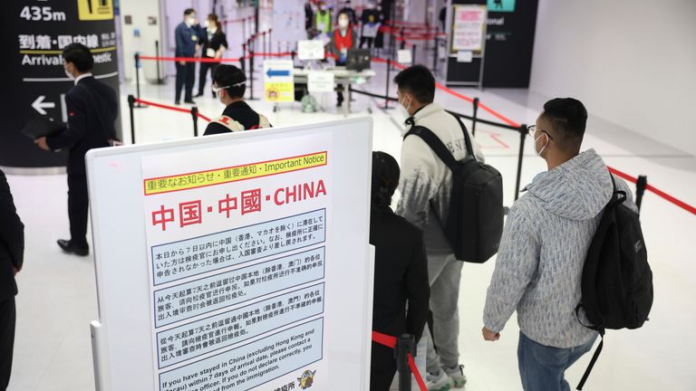 Passengers from China are asked to contact quarantine officers at Narita Airport in Japan. Pic: AP