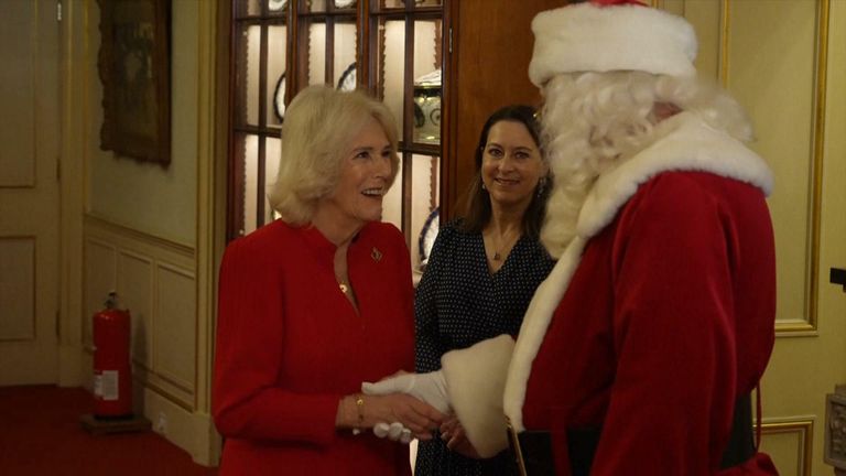Christmas kicks off at Clarence House with children being invited to help decorate the Christmas tree. The Queen Consort also got to meet Father Christmas.