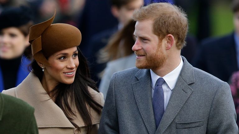 Harry and Meghan on Christmas day, Pic: AP