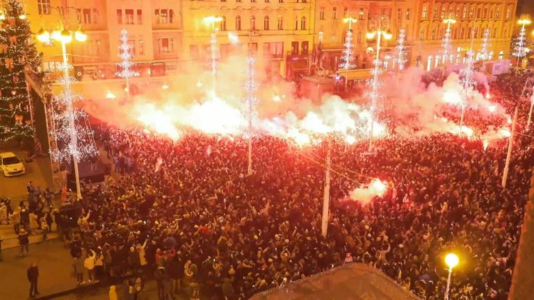 Croatia fans celebrate third place at World Cup