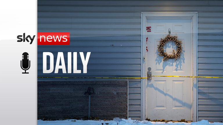 Red evidence markers and yellow police tape are wrapped on Tuesday, Nov. 29, 2022, on the front door of the home where four University of Idaho students were found dead on Nov. 13, 2022 in Moscow, Idaho 