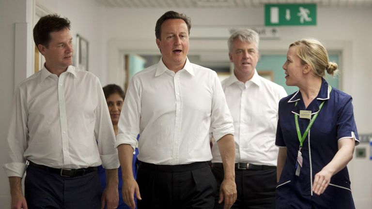 David Cameron and former Deputy Prime Minister Nick Clegg  at Guy's Hospital in London back in 2011