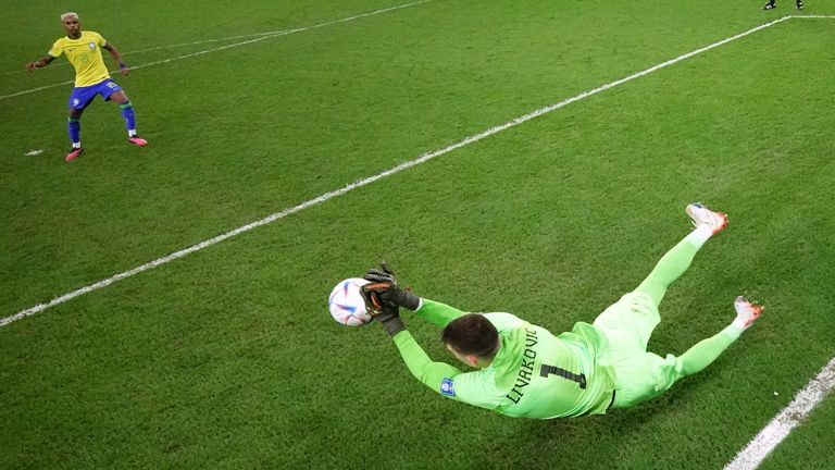 Croatia&#39;s Dominik Livakovic saves Rodrygo&#39;s penalty