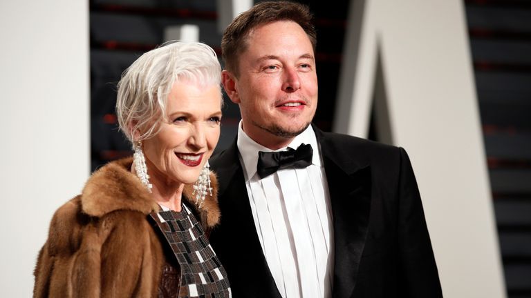 Elon Musk with his mother Maye Musk in 2017