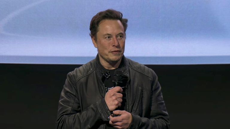 Tesla CEO Elon Musk speaks during the live-streamed unveiling of the Tesla Semi electric truck in Nevada, U.S., on December 1, 2022. This still image is taken from video.  Tesla/Handout via REUTERS This image was provided by a third party. Resale prohibited.no file