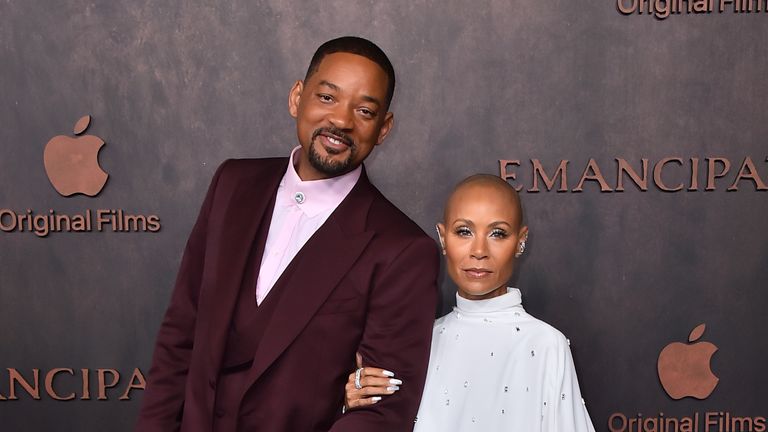 Will Smith and Jada Pinkett Smith arrives at the premiere of Emancipation
Pic:AP