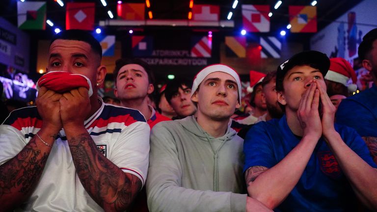 England fans can't hide their disappointment after the big loss 