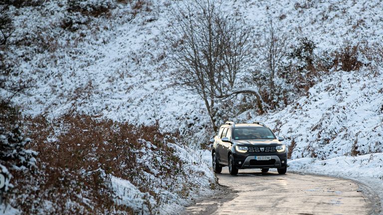 Snow in the Wicklow Mountains as a status orange freezing fog weather warning has come into effect for most of Ireland. Met Eireann said freezing fog, which will be dense in places, would persist throughout Monday leading to "very hazardous" driving conditions. Picture date: Monday December 12, 2022.