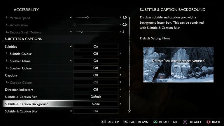 Accessibility settings for God Of War Ragnarok.Figure: Sony