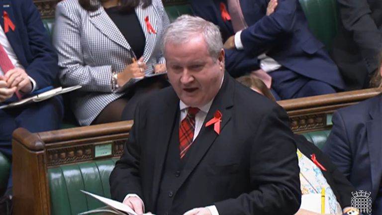 SNP Westminster leader Ian Blackford speaks during Prime Minister&#39;s Questions in the House of Commons, London. Picture date: Wednesday November 30, 2022.

